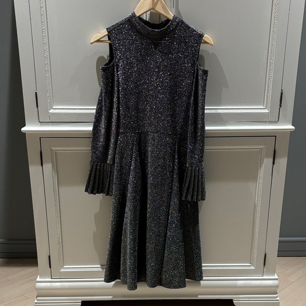 Molly Bracken Glittery Black Midi Dress